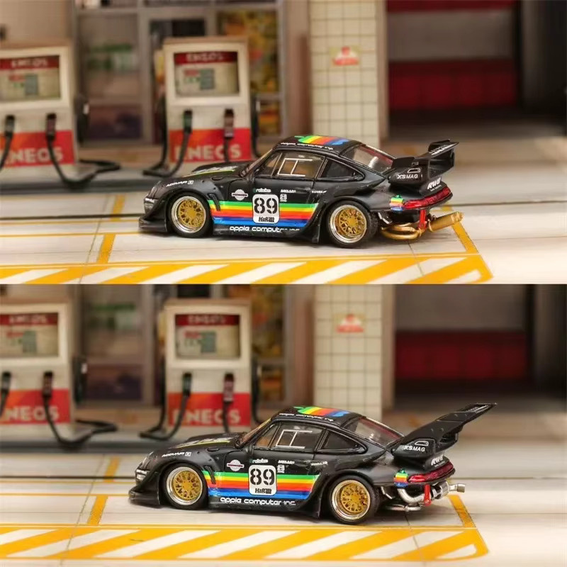 Bburago SW 1:64 RWB 993 Mattschwarzes Apple /E30 M3 LTO, Druckguss-Modellauto - Bild 1