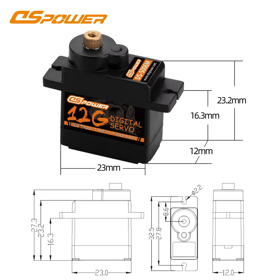 DSpower SG90 MG90S Mini Micro Servo Motor, Metall, Schwarz, 1:24 - Bild 2