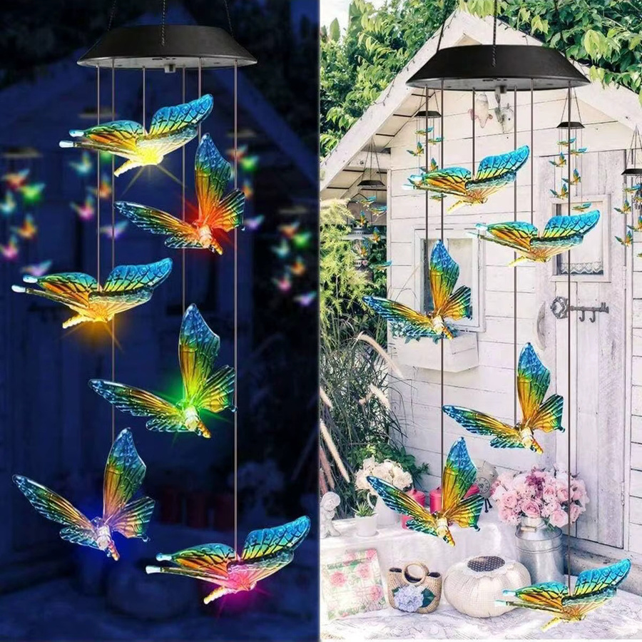 Peach Forest Solar-Schmetterlings-Windspiel mit Farbwechsel-LED in Multicolour für Garten und Terrasse - Bild 3