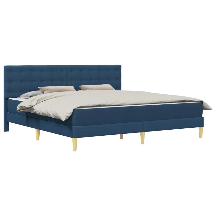 vidaXL Bettgestell mit Matratze und Kopfteil in Blau, B/T/H: 200 x 200 x 204 cm - Bild 2