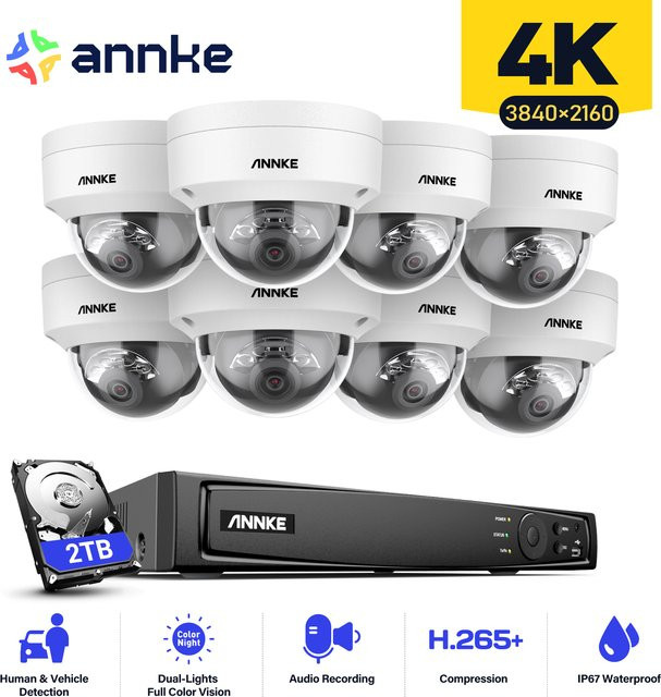 ANNKE 4K 8CH PoE Netzwerk Video Überwachungssystem mit 8MP IP Kameras in Weiß - Bild 1