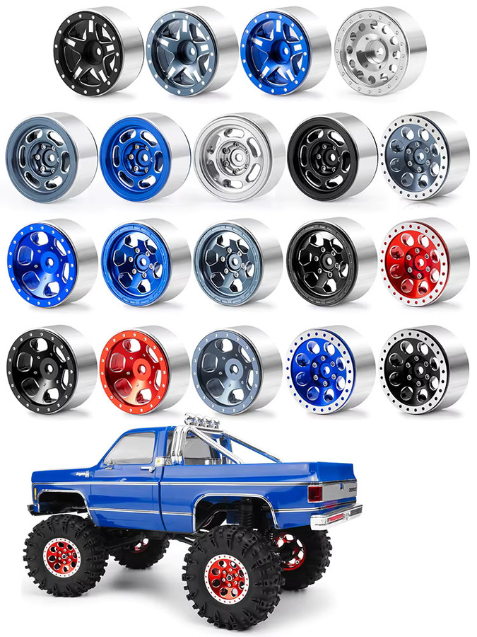 YEAHRUN Beadlock Felge Radnabe, 4-teiliges Set, Metall, Grau, 1:18 - Bild 4