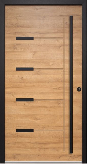 Splendoor Haustür ThermoSpace Oslo Prime Woodeffect mit Glaseinsatz in Braun und Schwarz, B: 100 cm, H: 210 cm - Bild 1