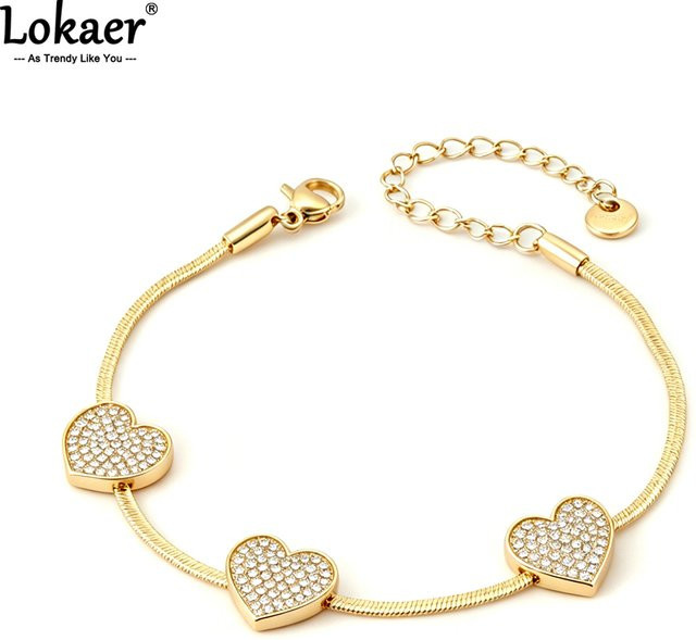Lokaer Charm-Armband Edelstahl, Zirkonia, Gold, Damen - Bild 1