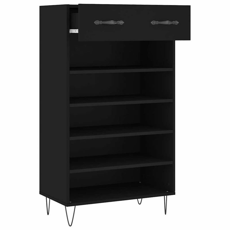 Vidaxl Schuhschrank in Schwarz im Industrial Design aus Holzwerkstoff und Metall, B/T/H: 60 x 35 x 105 cm - Bild 4
