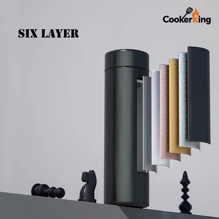COOKER KING Thermosbecher aus Edelstahl 316 in Schwarz, auslaufsichere Vakuumflasche für das Büro, 490 ml - Bild 2