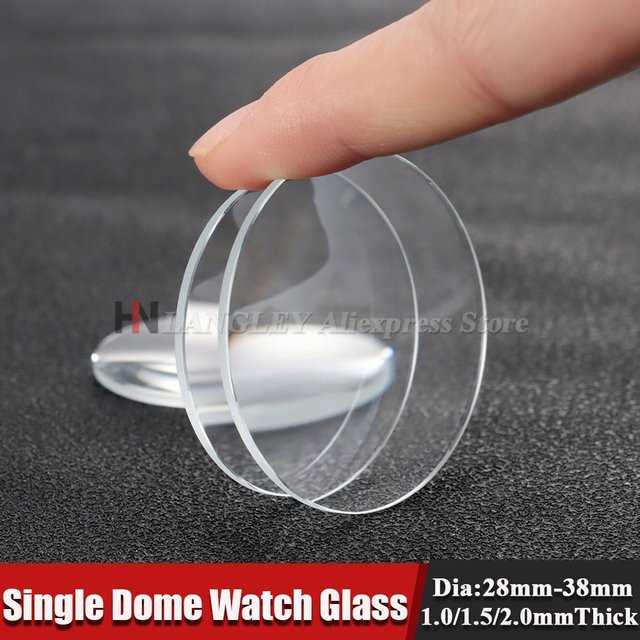 Uhrenglas, einzelne Kuppel, transparent, rund, Durchmesser 28 mm - 38 mm - Bild 1