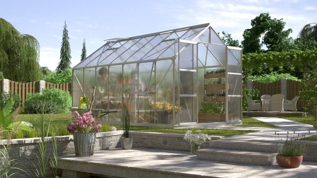 Vitavia Gewächshaus Jupiter 11500 aus Aluminium Eloxiert in Silber mit Polycarbonat-Verglasung und 11,5 m² Anbaufläche - Bild 1