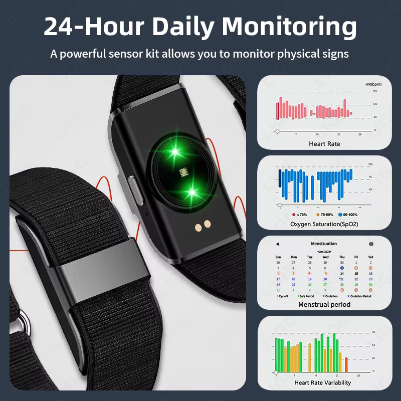 LIGE Smartwatch Smartband mit Gesundheitsmonitor und Schrittzähler, wasserdicht, Unisex, Schwarz oder Pink - Bild 2