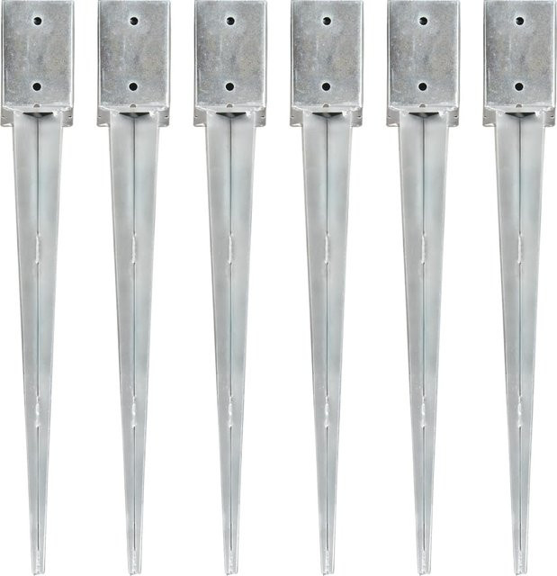Yiwydaa Erdspieße Set 6 Stück aus verzinktem Stahl in Silber, B/B/H: 9 x 9 x 75 cm - Bild 1