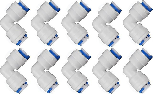 ATWFS 10er-Set Push-Fit-Winkel-Schnellanschluss für RO-Wassersysteme, 1/4 Zoll auf 1/4 Zoll Rohr - Bild 1