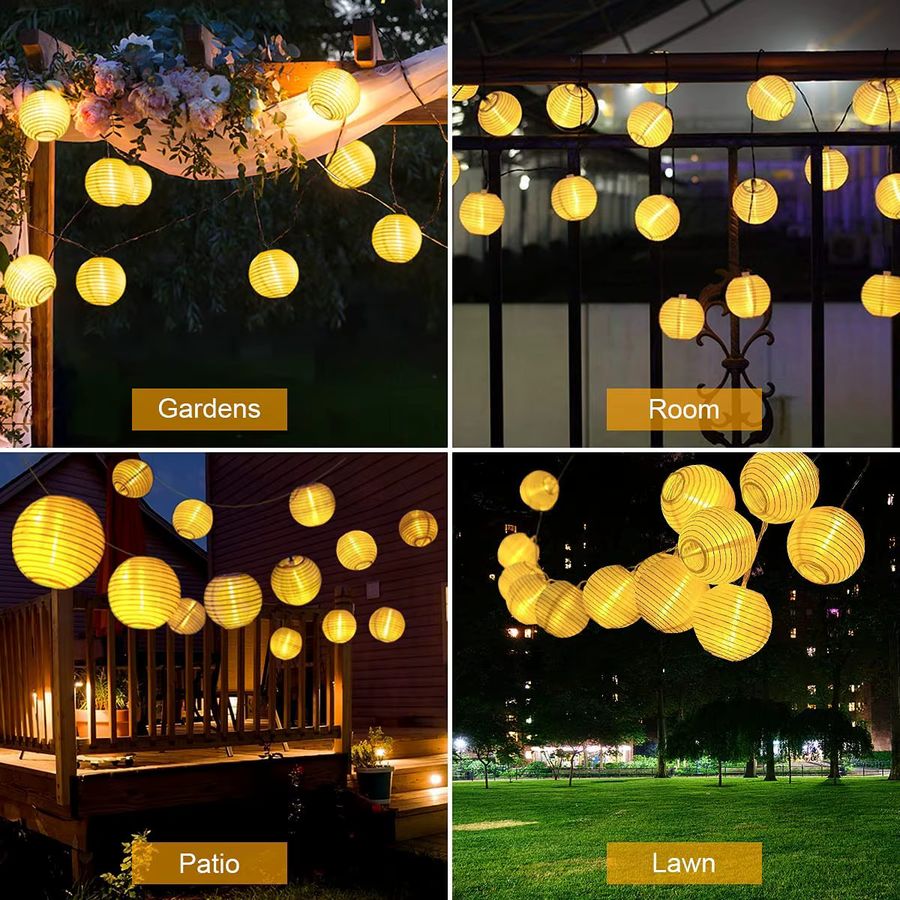 Leclstar Solar-Lichterketten für den Außenbereich mit 20 oder 30 Laternen, IP65 wasserdicht, 8 Modi für Garten, Terrasse und Camping, 2 Stück - Bild 5