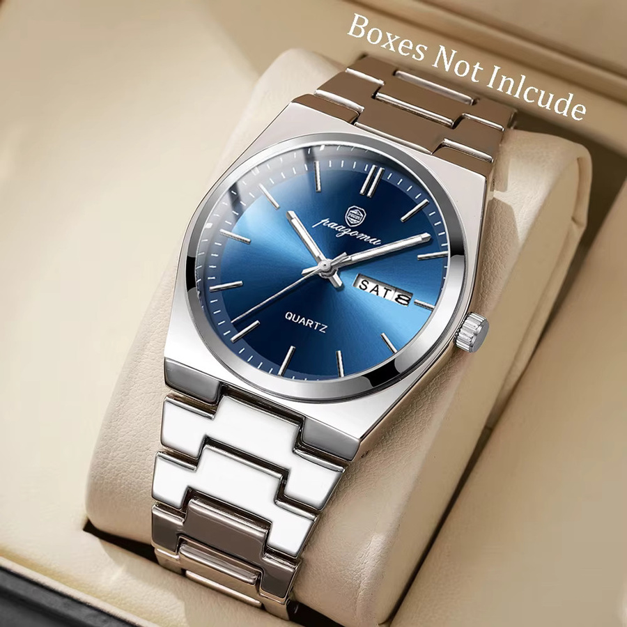 Paazomu Armbanduhr Quarz, Edelstahl, Blau, Herren - Bild 3