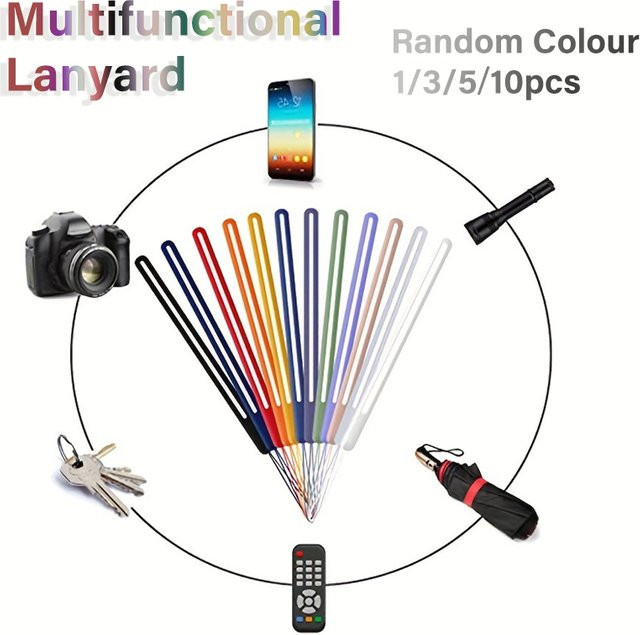 WSSHE Universal Silikon Telefon-Lanyard in Multicolor als elastisches Anti-Verlust-Kabel für Telefonhüllen, Kameras und Schlüsselanhänger - Bild 1