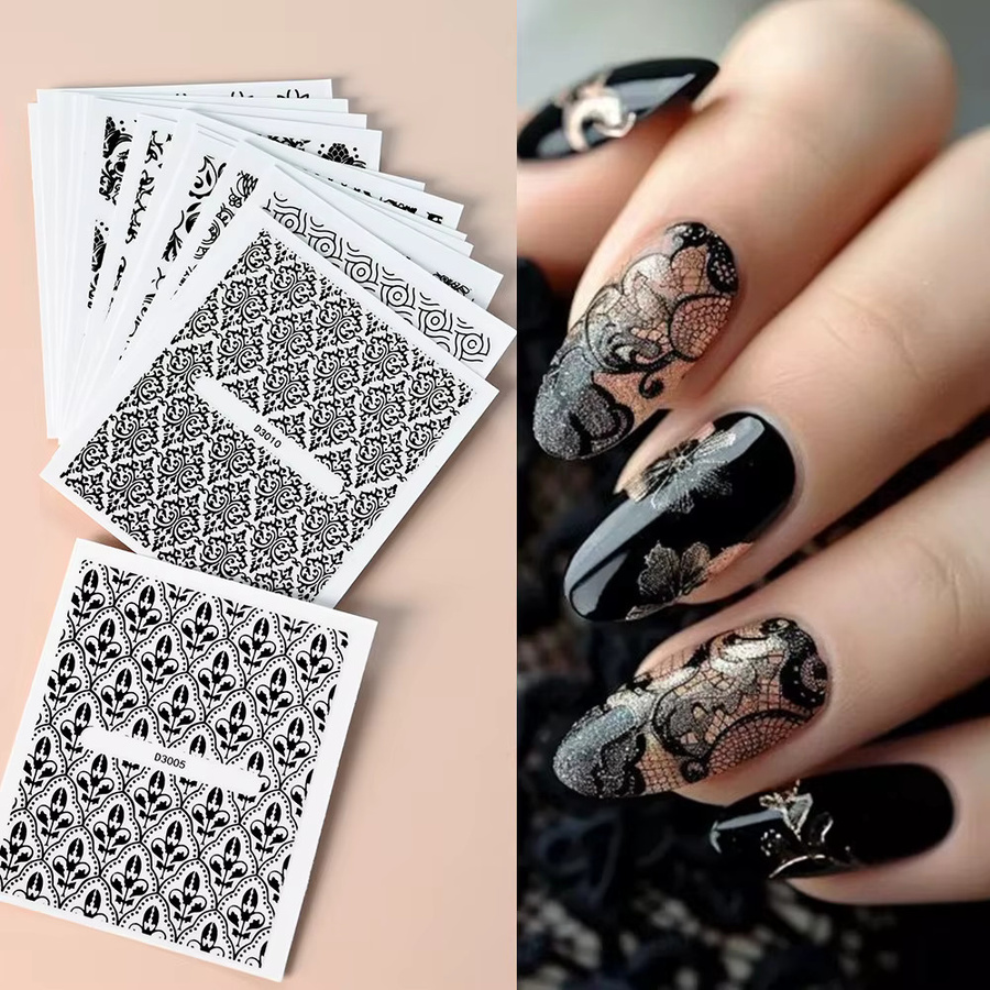 Heiseleisi Nagelaufkleber, Schwarz Silber, Glänzend, 30 Stück - Bild 3