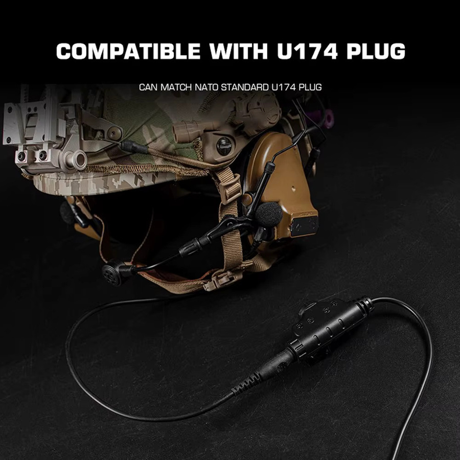 Motorola U174 PTT Adapter Kabel für U94 PCI taktische Headsets mit 3,5 mm und 7,1 mm Jack in Schwarz - Bild 2