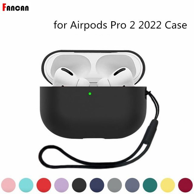 Fancan Silikonschutzhülle für AirPods Pro 3 2025 und AirPods Pro 2 in Blau mit Lanyard und sichtbarer Front-LED - Bild 1