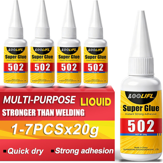 LOOLIFL 502 Sekundenkleber Cyanacrylat-Klebstoff transparent für Leder, Gummi, Glas, Holz, Metall und Kunststoff - Bild 1