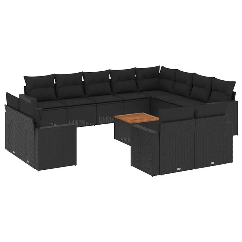 vidaXL 13-teilige Garten-Sofagarnitur aus Polyrattan mit Kissen in Schwarz - Bild 3