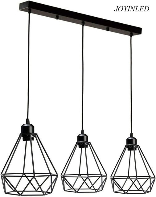 JOYINLED Moderne Pendelleuchte Diamantkäfig in Schwarz, Rechteckiger Eisen-Kronleuchter für Wohnzimmer und Küche - Bild 1
