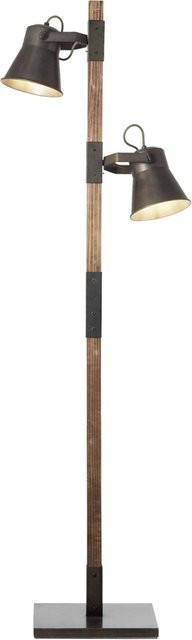 Brilliant Stehlampe Plow 2-flammig in Schwarz und Dunkelholz mit Fußschalter, Höhe: 154 cm - Bild 1