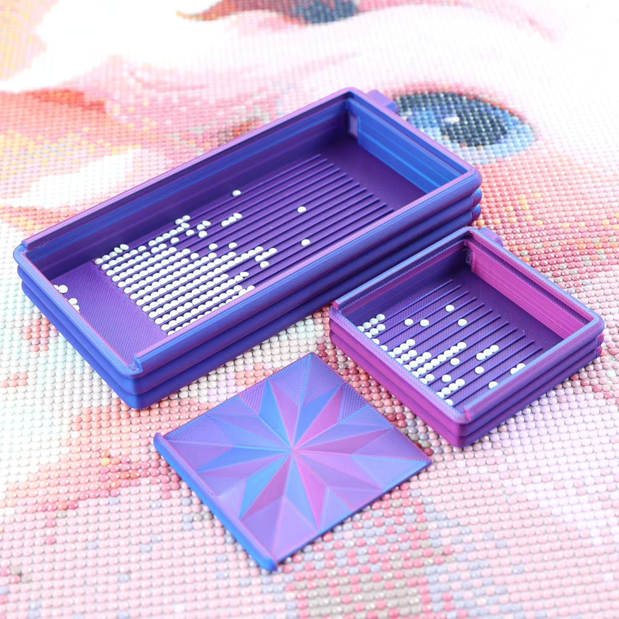 3-in-1 Diamantkunst-Aufbewahrungsbox mit Deckel in Pink aus Kunststoff für DIY-Bastelwerkzeuge - Bild 5