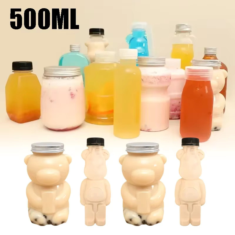 Transparente Bärenflasche aus Kunststoff für Milch, Tee oder Saft, 500 ml - Bild 1