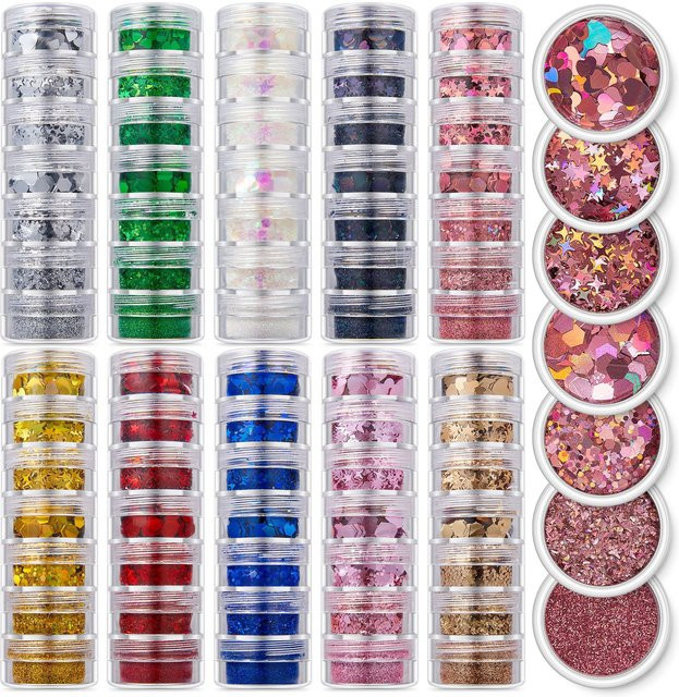 7-Tower Shiny UV Pastel Nail Art Pailletten Chunky Glitter Kit, Unisex - Bild 1