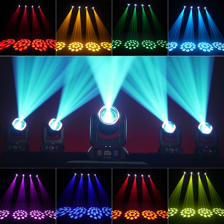HYULIGHTS Mini LED Moving Head Bühnenbeleuchtung mit 180W, Beam, 3D-Spot und Halo-Effekt, 8 Farben, 8 Gobos und 18 rotierenden Prismen in Schwarz - Bild 4