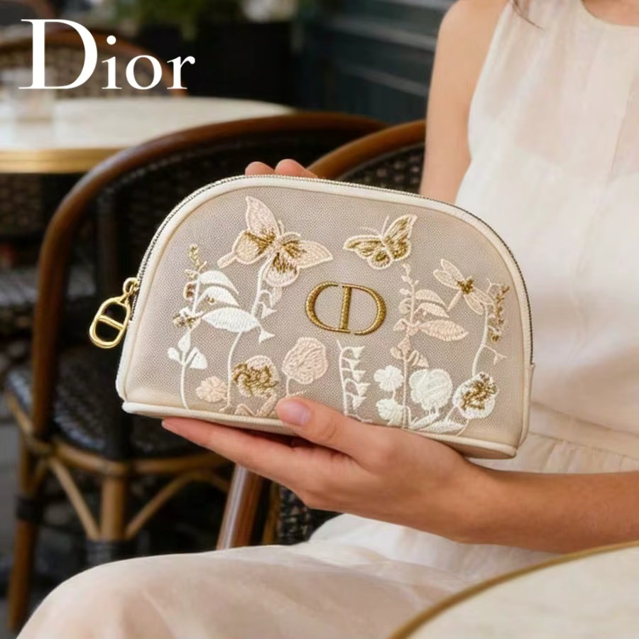 Christian Dior Kosmetiktasche mit Blumen- und Schmetterlingsstickerei - Bild 3