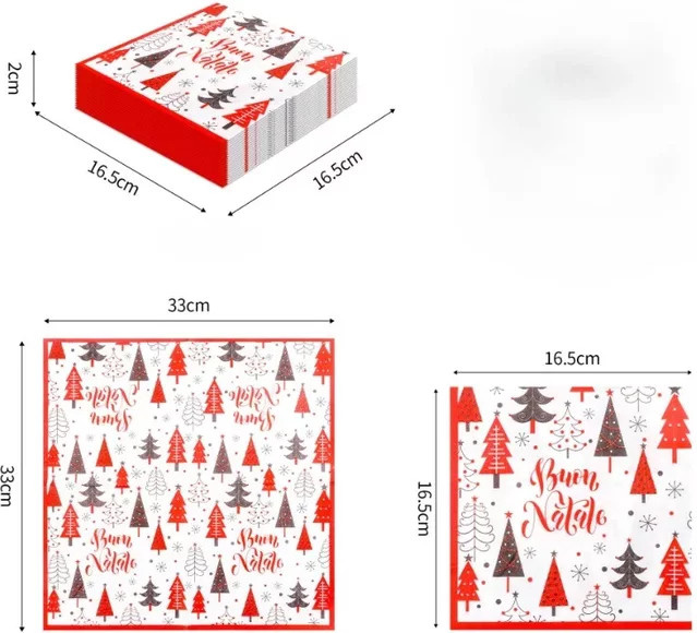 GUANYAO 20er Set Weihnachtsservietten mit Cartoon-Motiv, 2-lagig, Mehrfarbig, Breite: 33 cm - Bild 1