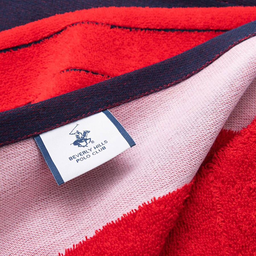 Polo Club Strandtuch aus Baumwolle in Rot und Blau mit Streifenmuster, B/L: 90 x 160 cm - Bild 3
