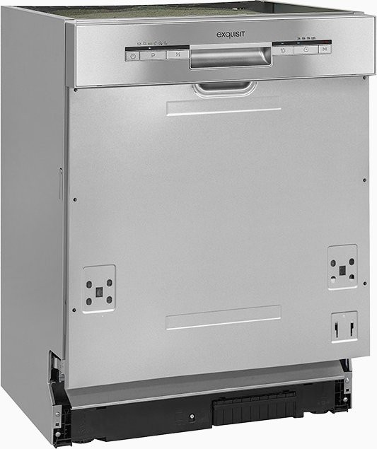 Exquisit EGSP1012-EB-030E semi-integrierter Geschirrspüler in Silber, B/H/T: 59,8 x 81,5 x 57 cm - Bild 1