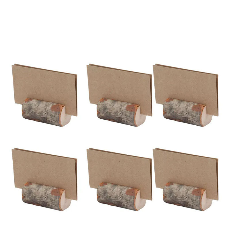 OutsideWorld 10er Set Dekorative Runde Holz-Notizhalter mit Kraftpapier-Karten in Braun für Hochzeiten und Büro - Bild 6