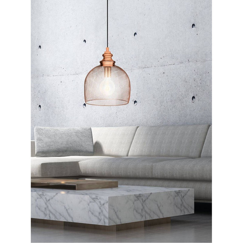 Eglo Pendelleuchte Straiton in Kupfer aus Metall mit E27 Fassung, B/T/H: 28 x 28 x 110 cm - Bild 2