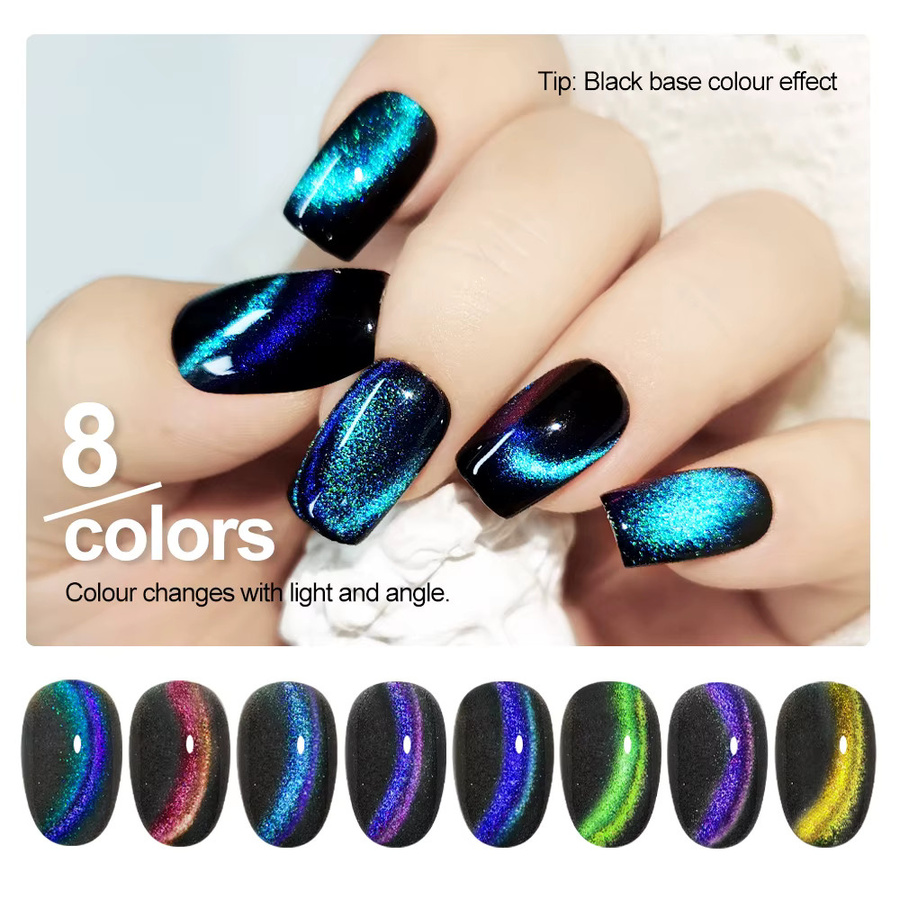 Limegirl Nagellack-Set, Rainbow Glitter Cat Eye, Schimmernd, Unisex - Bild 5