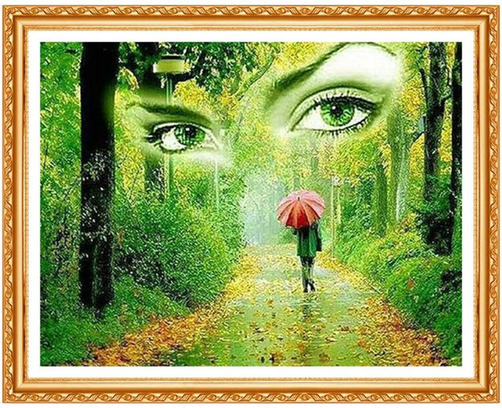 FIYO Diamond Painting Set Mädchen im Wald Motiv, Mehrfarbige Strass Stickerei als Kreuzstich Dekoration, B/H: 20 x 30 cm - Bild 1