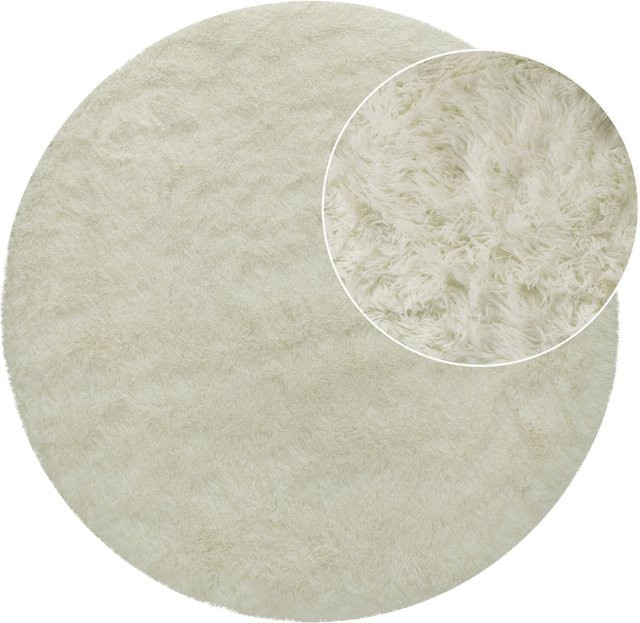 Runder Hochflor-Teppich Silvana in Weiß, Durchmesser: 160 cm - Bild 1