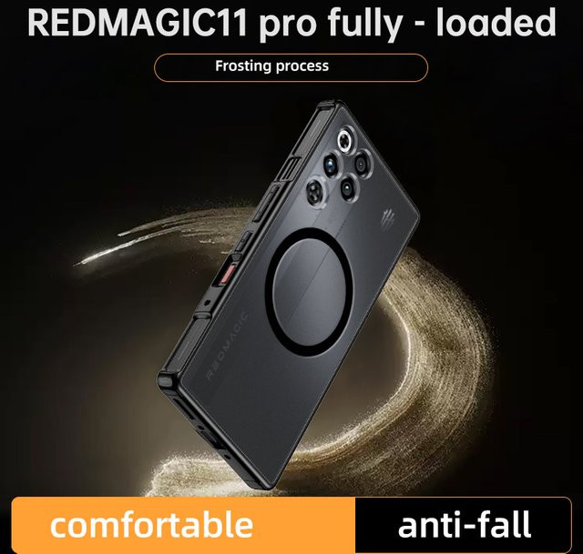 ELVEV Magnetische Hülle für ZTE Nubia Red Magic 11 Pro und 11 Pro Plus, stoßfeste TPU und PC Schutzhülle mit Airbags, transparent matt - Bild 1