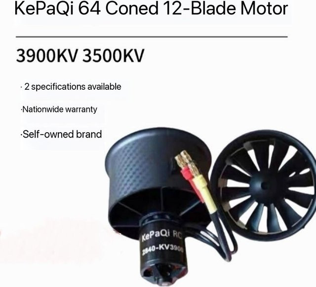 KePaQi Kanal-Violence-Motor, 64mm, 12-Blatt-Modellflugzeug-Drohnenmotor, Metall, Schwarz - Bild 1