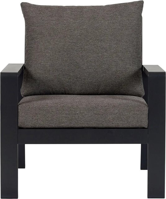 ebuy24 Lis Loungesessel mit Kissen in Schwarz und Grau aus Metall für Garten und Terrasse - Bild 1