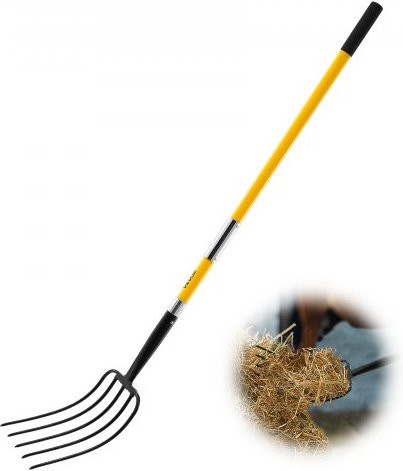 VEVOR Dunggabel mit 5 Zinken aus geschmiedetem Stahl und Fiberglasstiel, Höhe: 145 cm - Bild 1