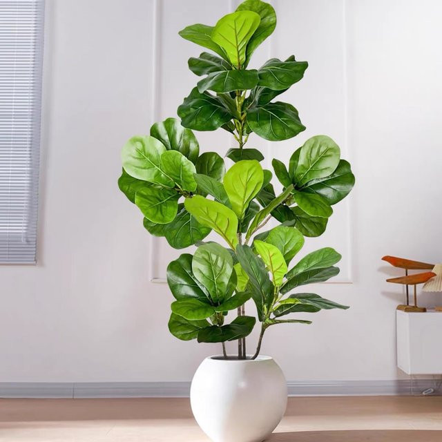 Qinye Künstlicher Ficus Dreizweigiger Ast in Grün als Bodenhohe Topfpflanze für die Innenraumgestaltung - Bild 1