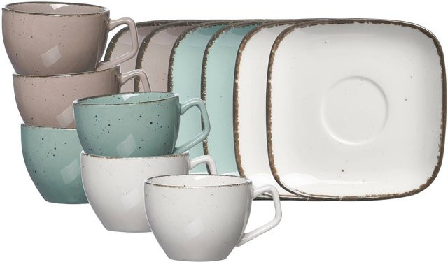 Ritzenhoff & Breker Espressotassen mit Untertassen Casa aus Keramik, 6er Set, Multicolor, 80 ml - Bild 1
