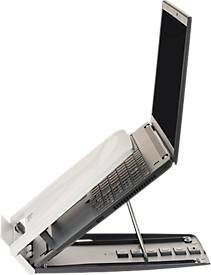 BakkerElkhuizen Ergo-Q 330 Circular Laptopständer, ergonomisch und höhenverstellbar, für Laptops und Tablets von 13,3 bis 17 Zoll, inklusive Dokumentenhalter, zusammenklappbar, in Grau, Schwarz oder Silber - Bild 1