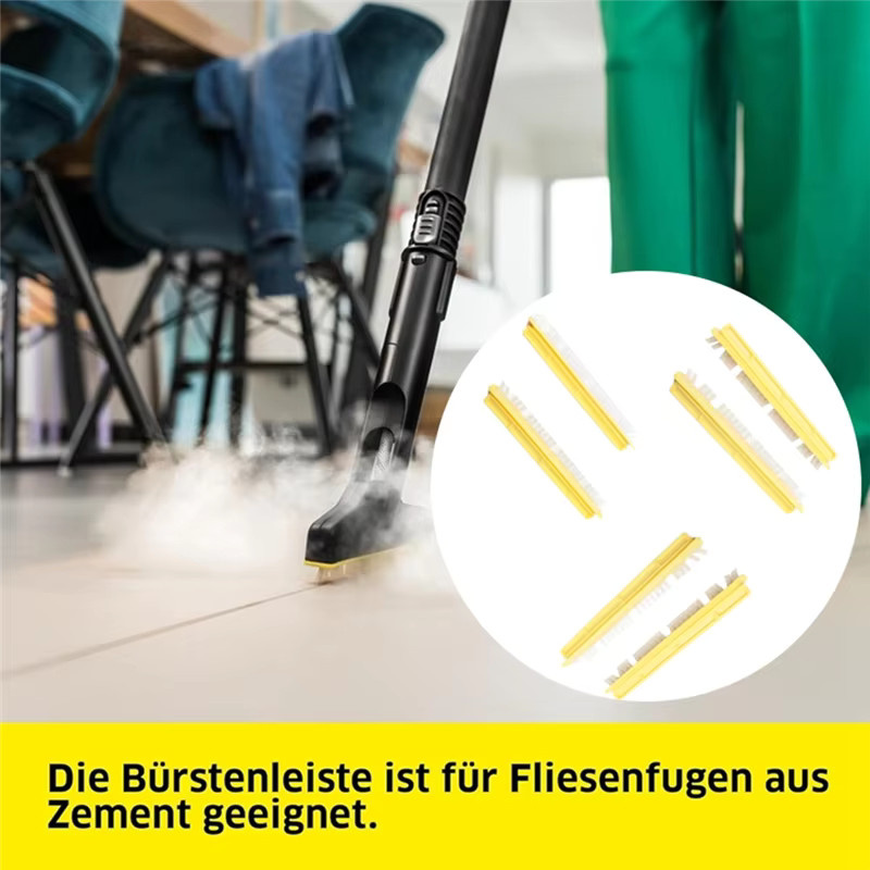 Karcher 6-teiliges Bürstenstreifen-Set mit XXL Fugenbürste und Dampfmopps in Gelb für SC1 SC2 SC3 SC4 SC5 Dampfreiniger - Bild 3
