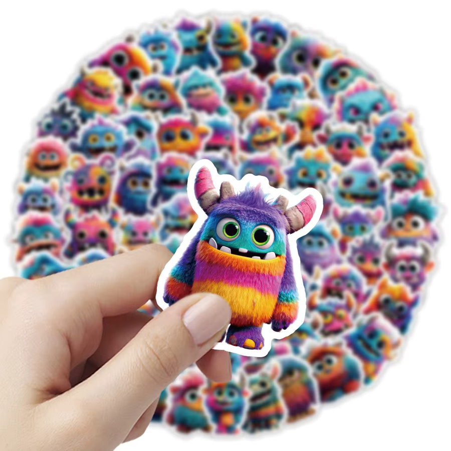 100 Stück Plüsch Monster Graffiti Aufkleber in Multicolour zur Dekoration von Briefpapier, Notebooks und Stifthaltern - Bild 6