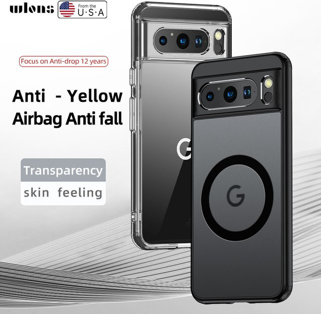 Magnetische Schutzhülle für Google Pixel 9 Pro 8 8A 7 10 9A 7A in Transparent mit Matt-Finish und Unterstützung für kabelloses Laden - Bild 1