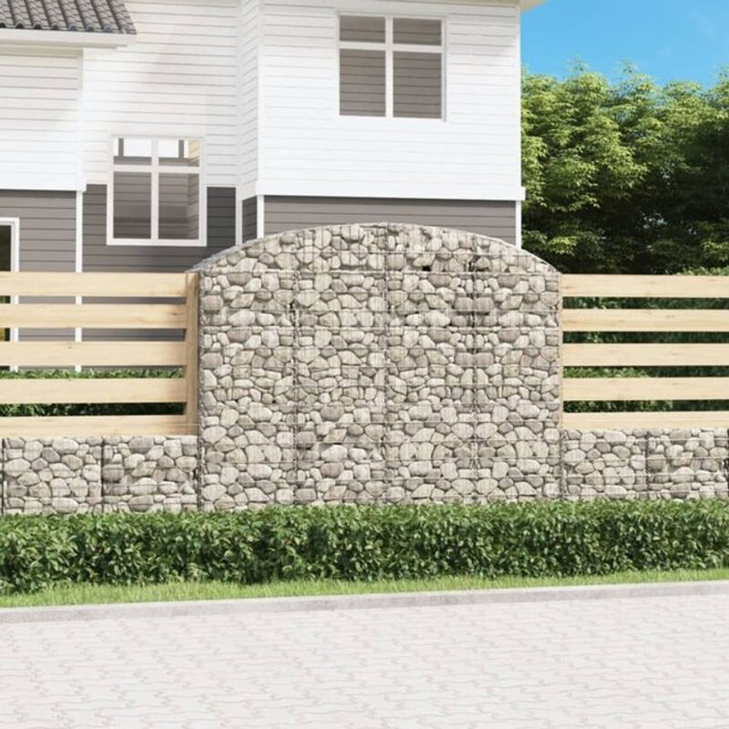 Vidaxl Gabione mit Hochbogen aus verzinktem Eisen in Silber, B/T/H: 200 x 50 x 160/180 cm - Bild 1