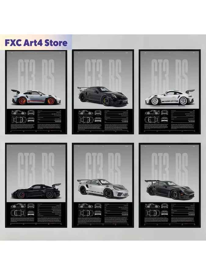 Rahmenloses Leinwandbild RS-S GT3 Supercar Mode-Poster als moderne Wandkunst für dein Zuhause oder Büro - Bild 4